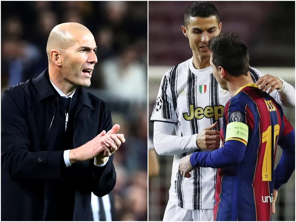 Zidane ingin gabungkan Ronaldo dan Messi di PSG. (REUTERS/Sergio Perez)