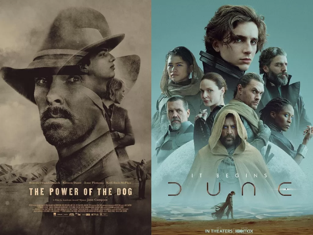 Dua film peraih nominasi terbanyak di Oscar 2022: The Power of Dog. (Instagram/@thepowerofdogfilm), Dune. (Instagram/@dunemovie).