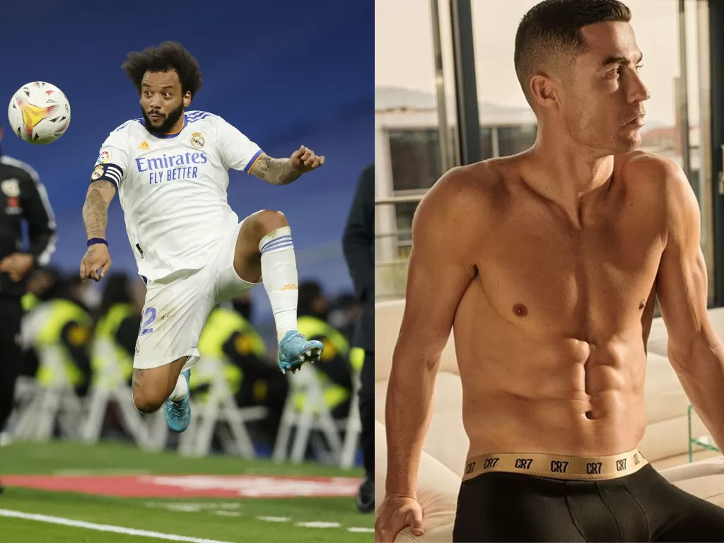Marcelo (kiri), Cristiano Ronaldo (kanan). (REUTERS/Juan Medina/Instagram/@cristiano)