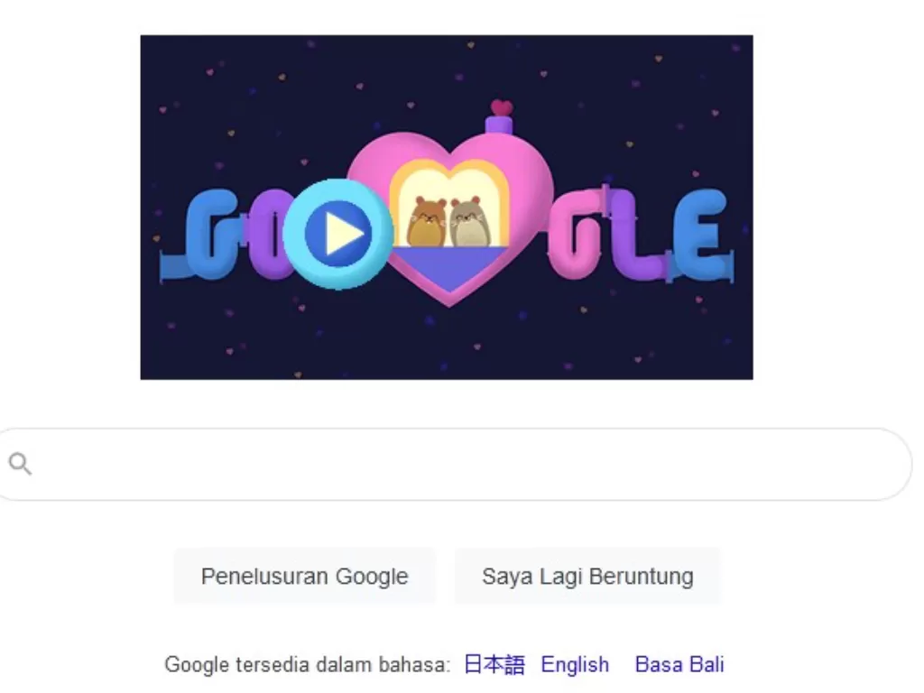 Google Doodle untuk Hari Valentine 2022. (Google/Istimewa).