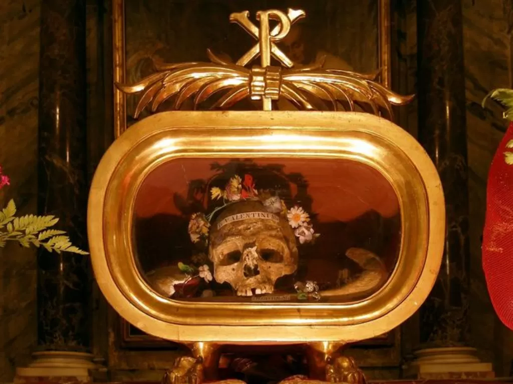 Kerangka Tengkorak Santo Valentinus. (Wikipedia)