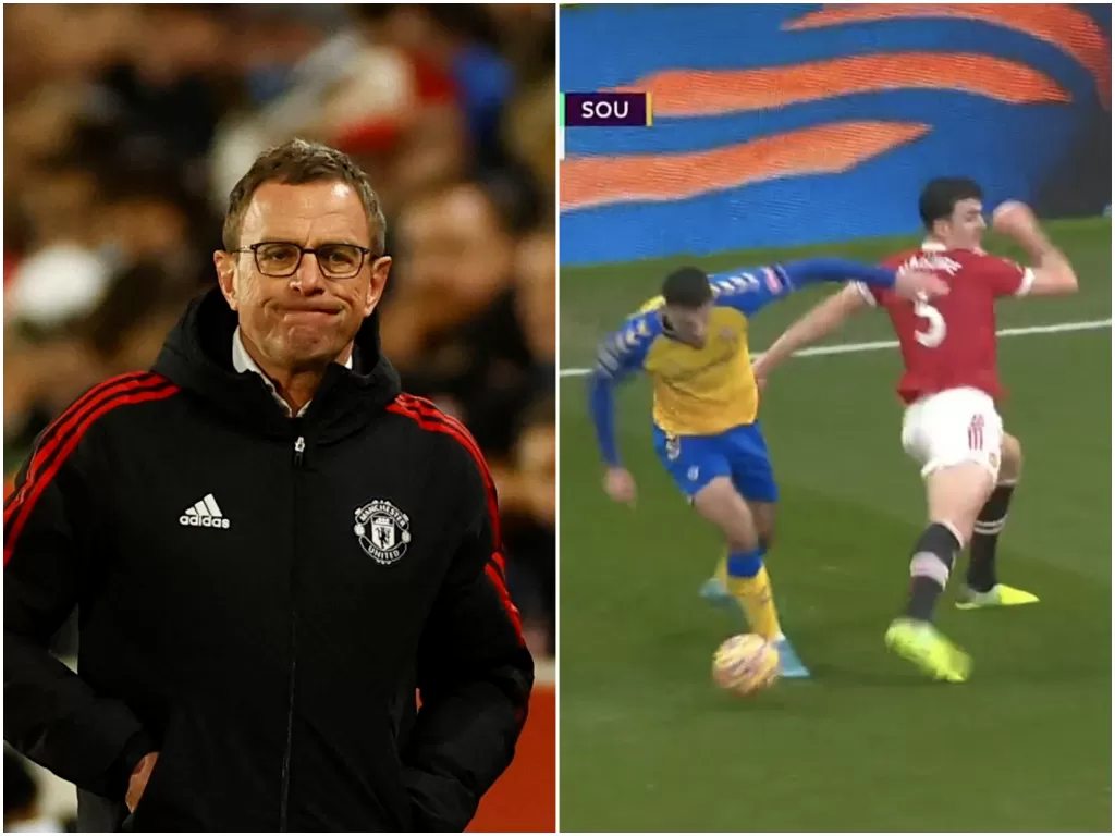 Pelatih Manchester United, Ralf Rangnick tetap akan pakai Harry Maguire. (Reuters/Andrew Boyers/Screenshoot/Ist)