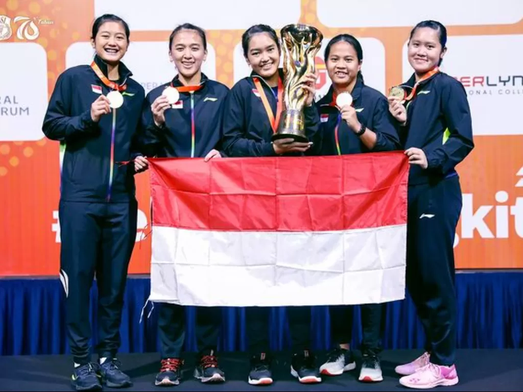 Tim putri bulu tangkis Indonesia juara Kejuaraan Bulutangkis Asia Beregu (BATC) 2022. (Instagram/@badminton.ina)