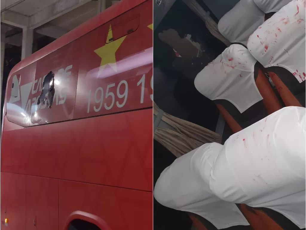 Bus yang membawa tim sepak bola Bahia berantakan, ada darah dimana-mana (Bahia)