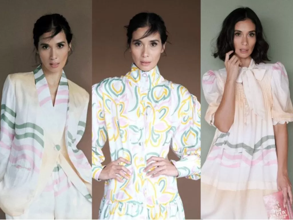 Marsha Timothy, meluncurkan kolaborasi perdananya dengan fashion brand lokal asal Bandung, Calla The Label. (Foto/Antara)