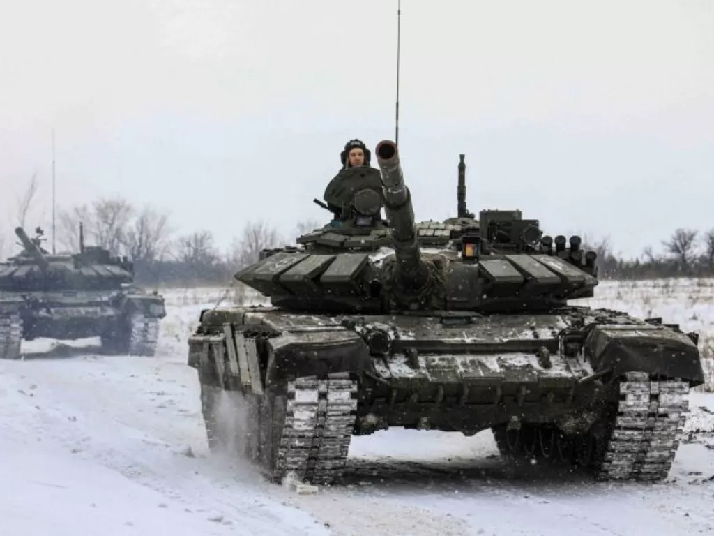 Ilustrasi Tank Rusia. (Kementerian Pertahanan Rusia via REUTERS)