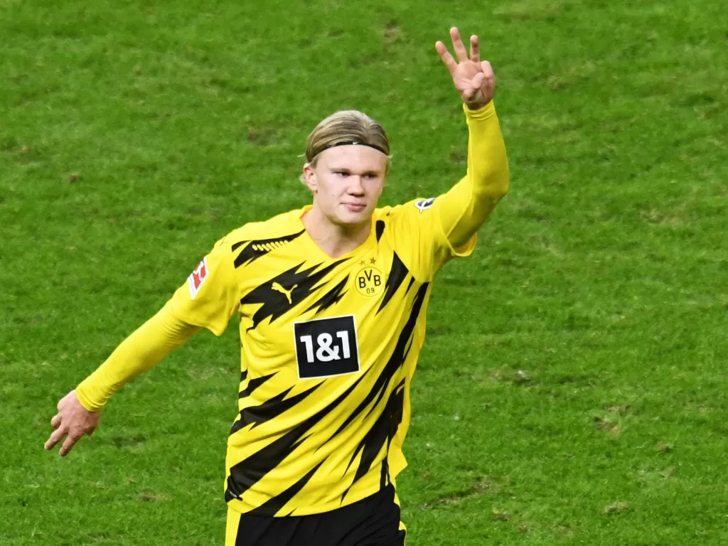 Penyerang Borussia Dortmund, Erling Haaland. (REUTERS/Annegret)