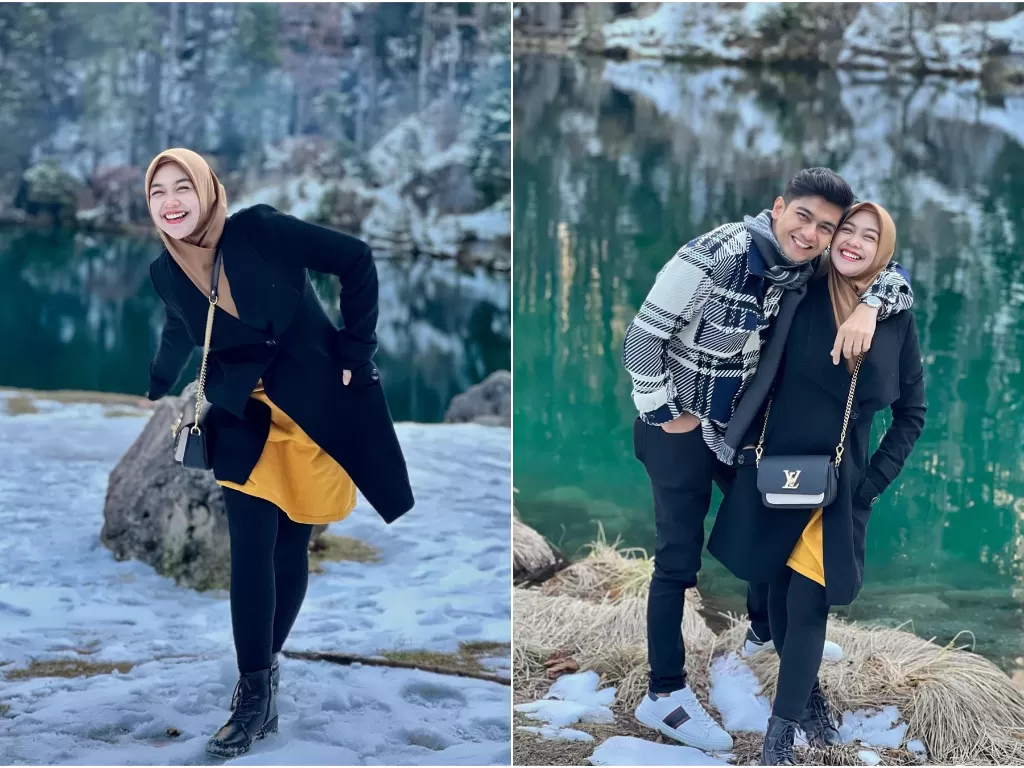 Momen Ria Ricis liburan ke Swiss bersama suami. (Instagram/@riaricis1795/@teukuryantr)