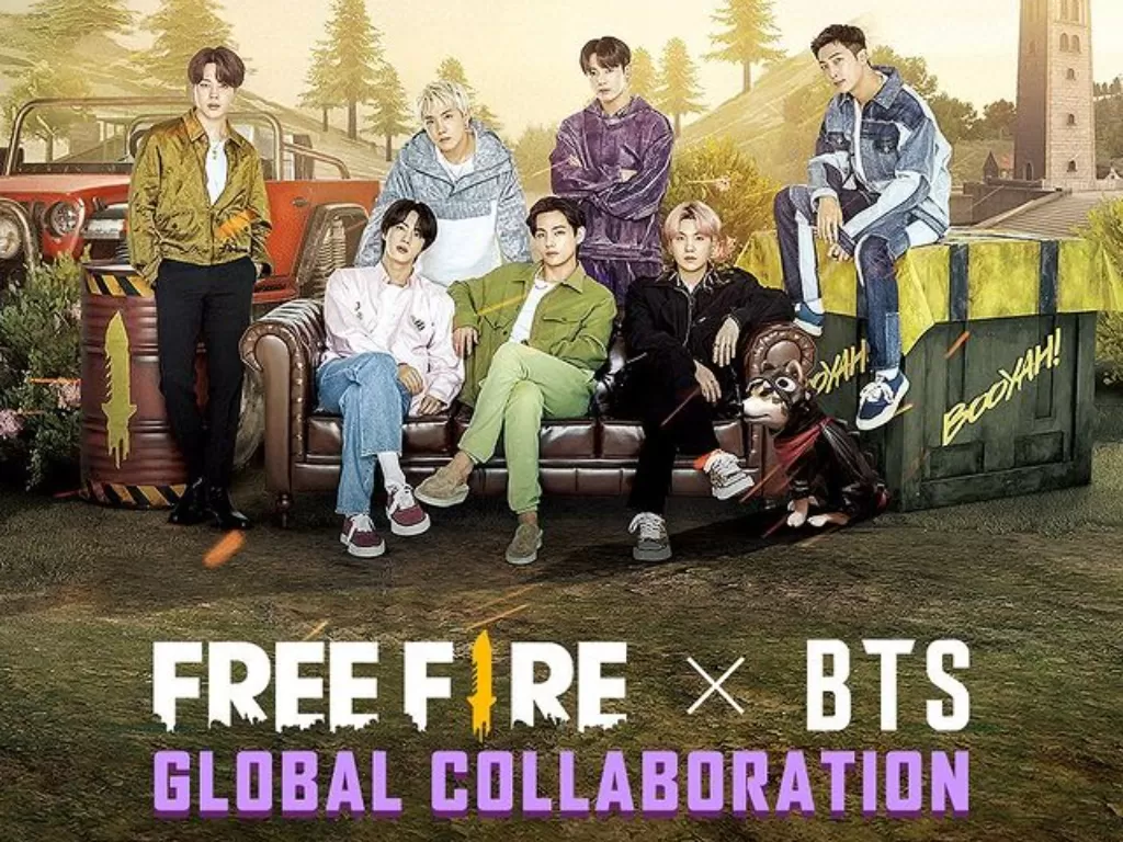 Garena Free Fire kolaborasi dengan BTS. (Instagram/@freefirebgid)
