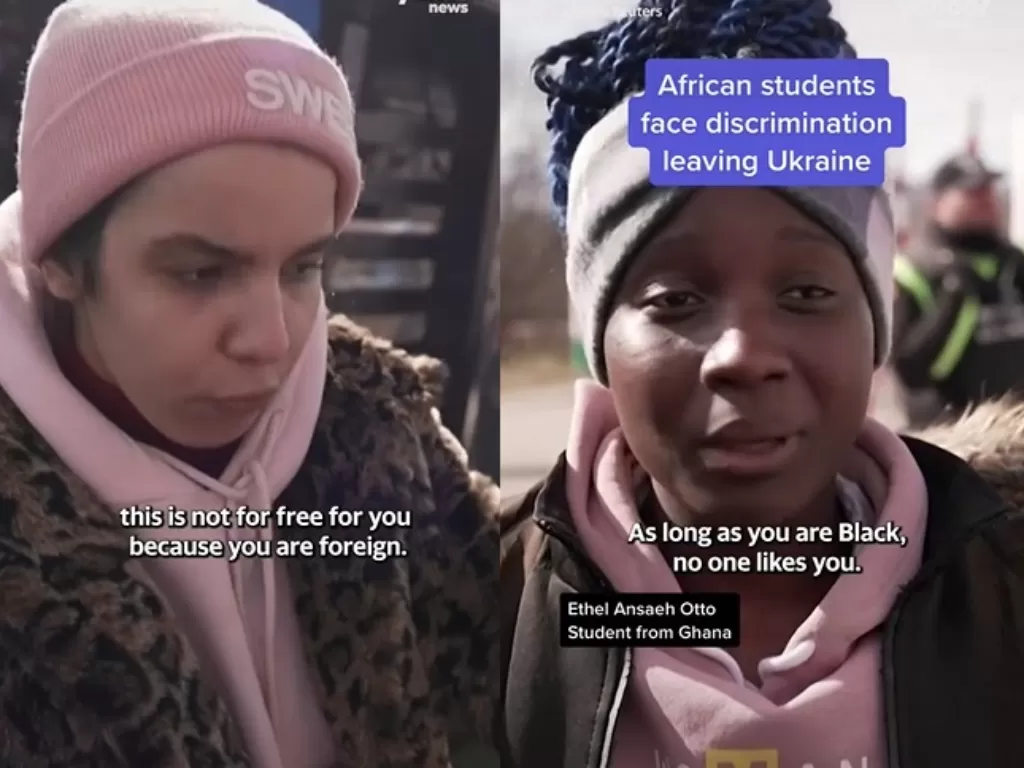 Dua pelajar Afrika pengalaman mereka didiskriminasi di Ukraina. (Tiktok).