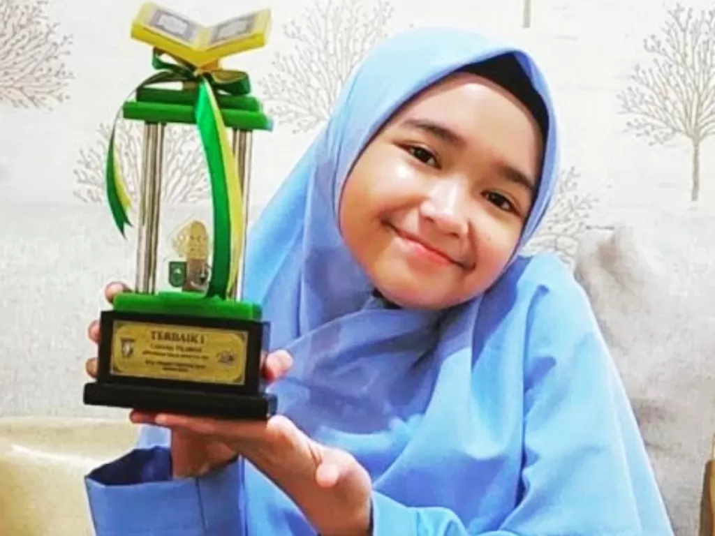 Aisyah Nur Ramadhani, juara MTQ internasional di Qatar. (Riki Ariyanto/IDZ Creators)