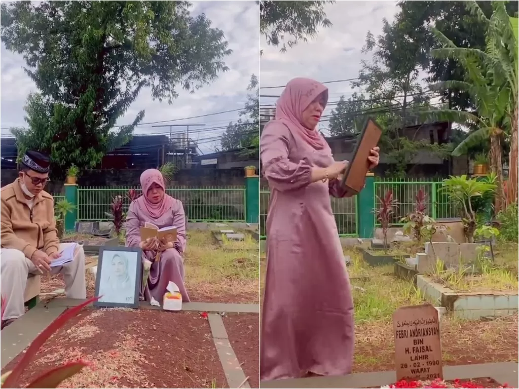 H Faisal dan Dewi Zuhriati ziarah ke makam Vanessa-Bibi (Instagram/dewizuhriati)