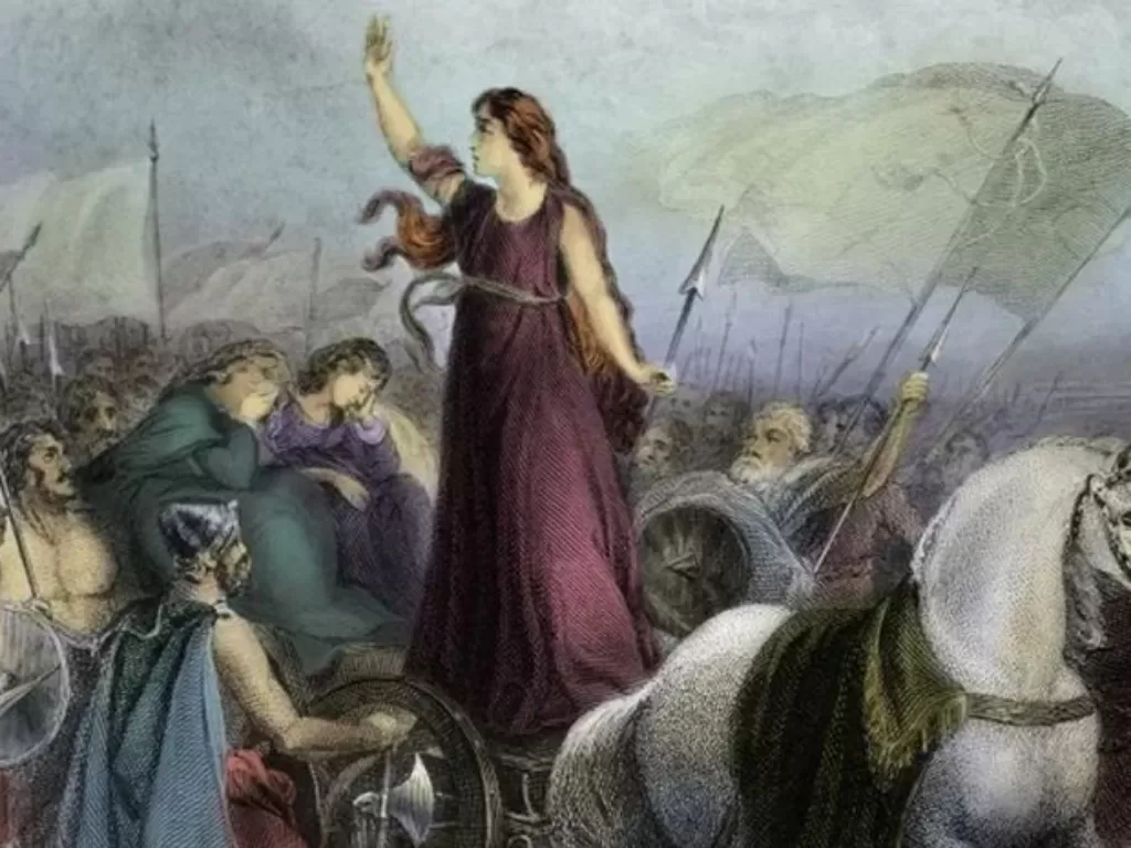 Ilustrasi Boudicca memimpin perang. (Ancient Origins)