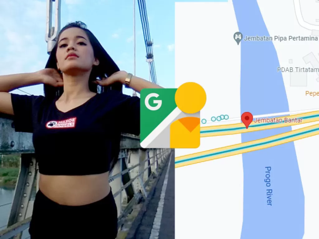 Seorang wanita yang fotonya muncul di Google Street View tanpa diblur. (Google Street View)