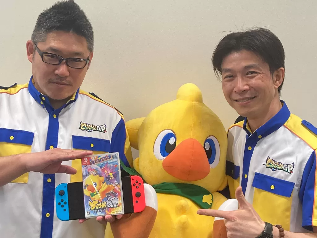 Kiri: Producer Chocobo GP, Hironori Okayama. Kanan: Director Chocobo GP, Akihiko Maeda (photo/Bandai Namco Entertainment Asia)