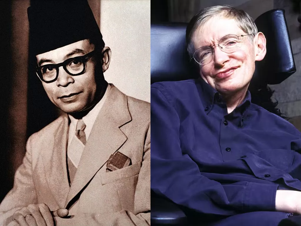Mohammad Hatta dan Stephen Hawking. (Photo/Wikipedia/The New York Times)