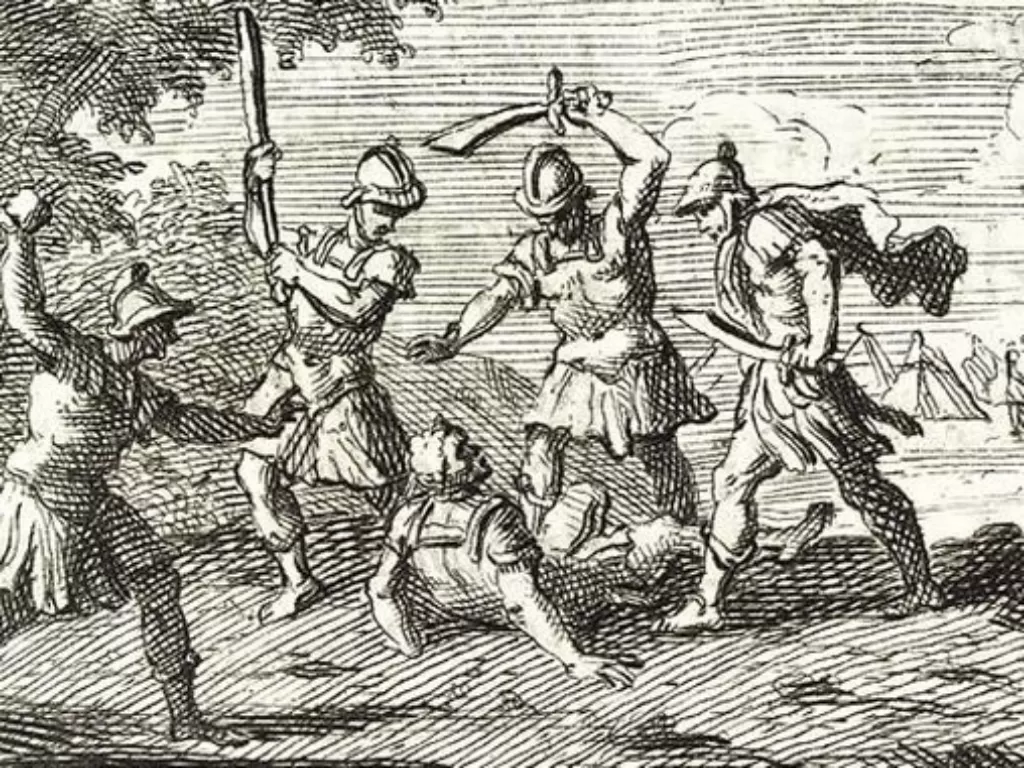 Ilustrasi pembunuhan warga Romawi. (Wikimedia Commons)