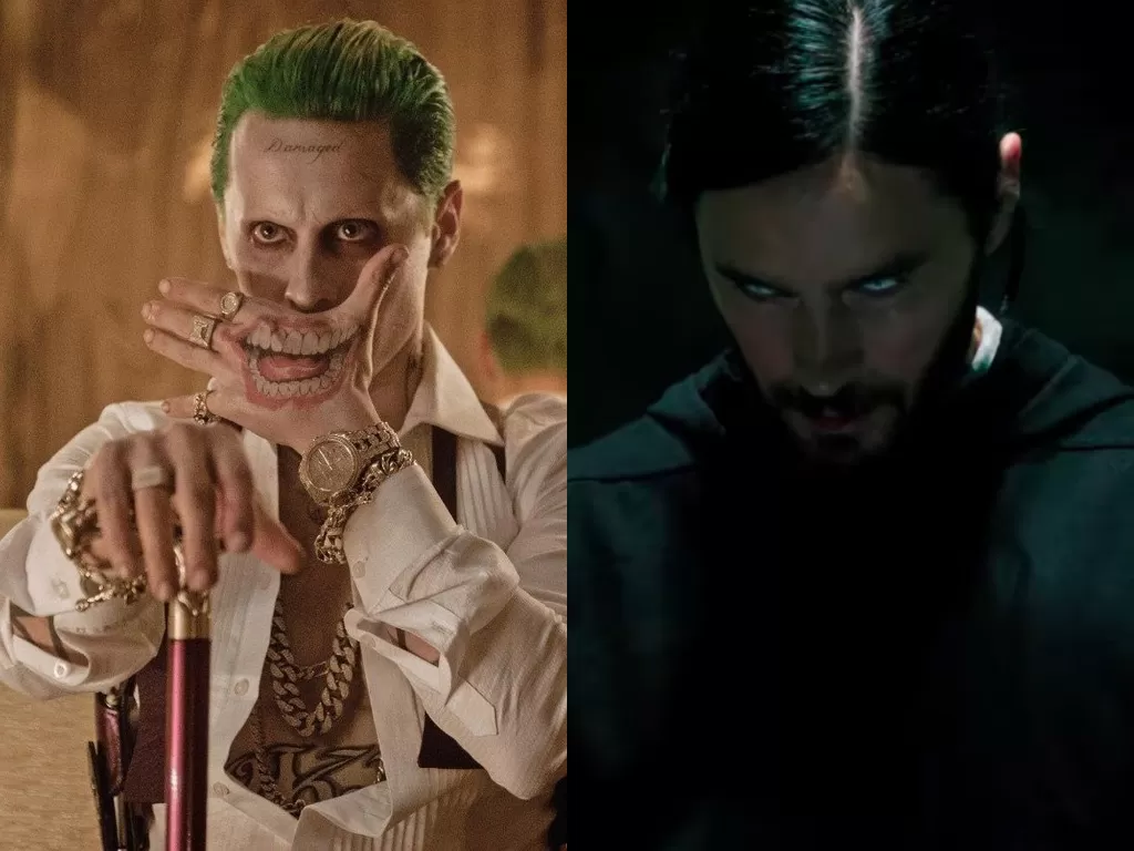 Joker dan Morbius yang diperankan Jared Leto. (Photo/Warner Bros/Marvel Studios)