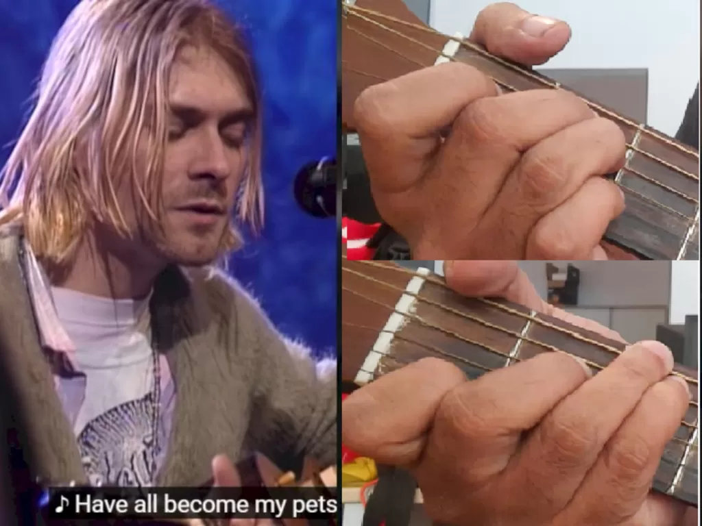 Kurt Cobain dari Nirvana (Youtube/Nirvana), chord untuk Something in the Way. (INDOZONE).
