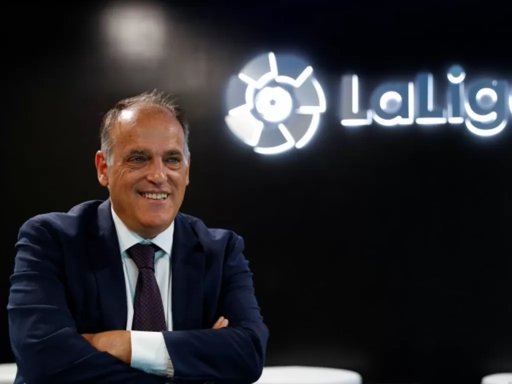 Presiden La Liga Spanyol Javier Tebas.(REUTERS/PAUL HANNA)