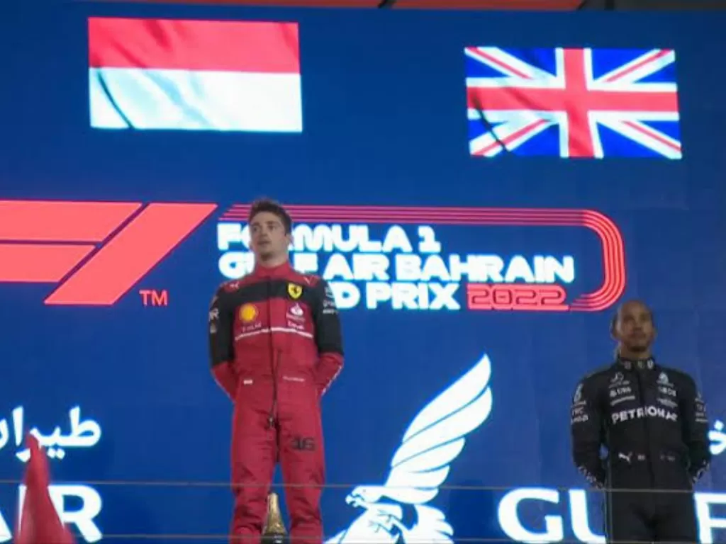 Pebalap Formula 1 asal Monako, Charles Lecrerc juara GP Bahrain 2022. (Twitter/@ridwanhr)
