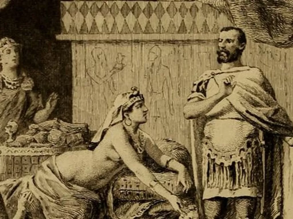 Ilustrasi Cleopatra menggoda Mark Antony. (The Library of Congress)