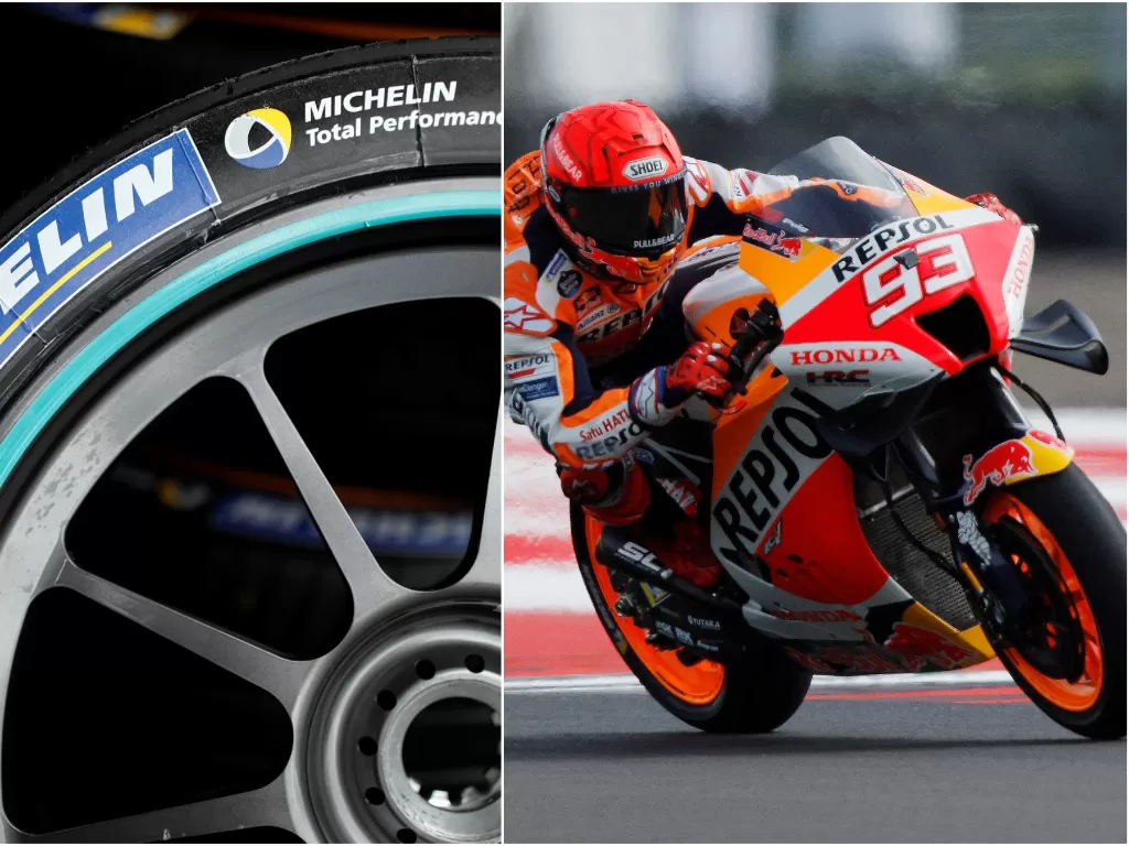 Michelin klarifikasi soal ban di balap MotoGP Mandalika. (REUTERS/Willy Kurniawan/Benoit Tessier)