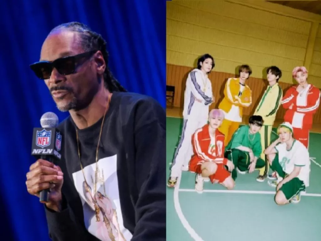 Snoop Dogg. (REUTERS/Nathan Frandino), BTS. (Instagram/bts.bighitofficial).