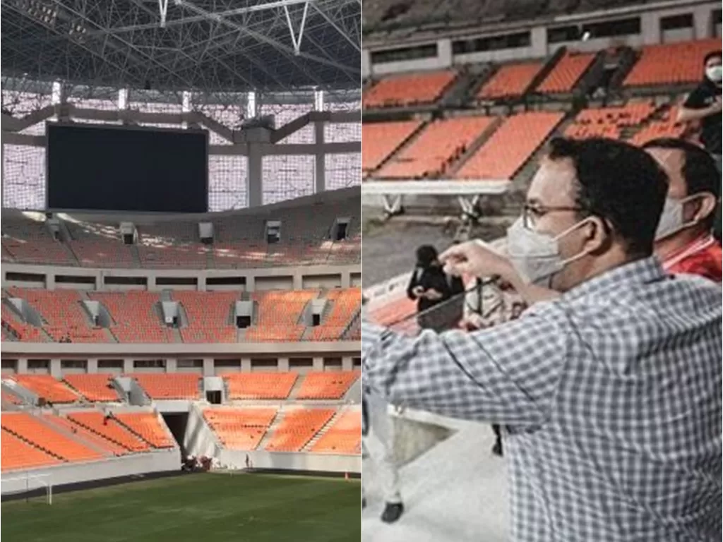 Gubernur DKI Jakarta melihat stadion JIS (Antara)