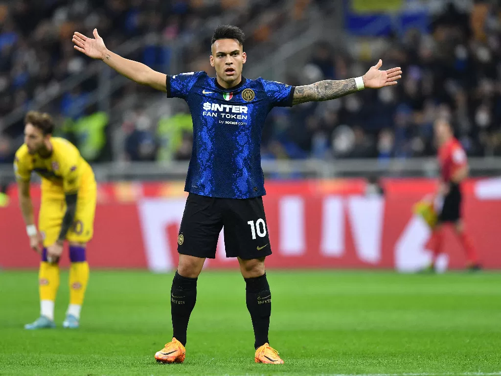 Penyerang Inter Milan, Lautaro Martinez. (REUTERS/Jennifer Lorenzini)