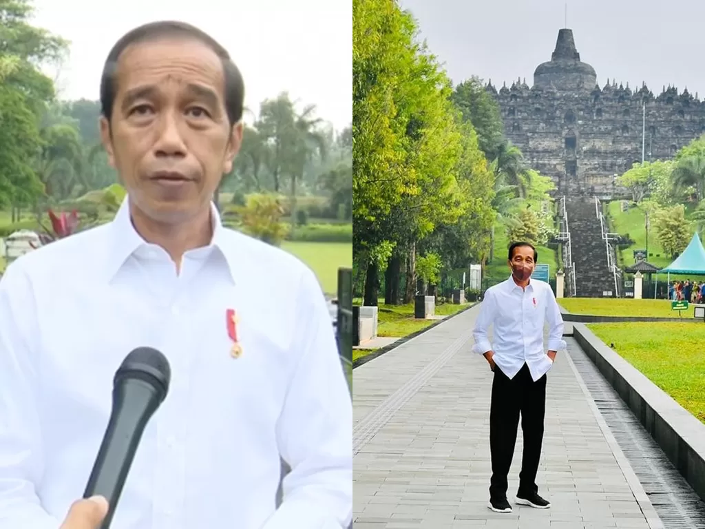 Presiden Jokowi saat mengunjungi Candi Borobudur, Rabu (30/3/2022). (Instagram/@jokowi)