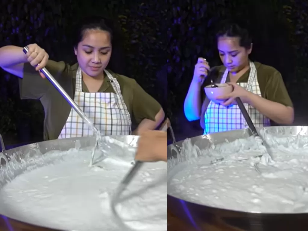 Potret Nagita Slavina masak bubur sumsum jumbo (YouTube/Rans Entertainment)