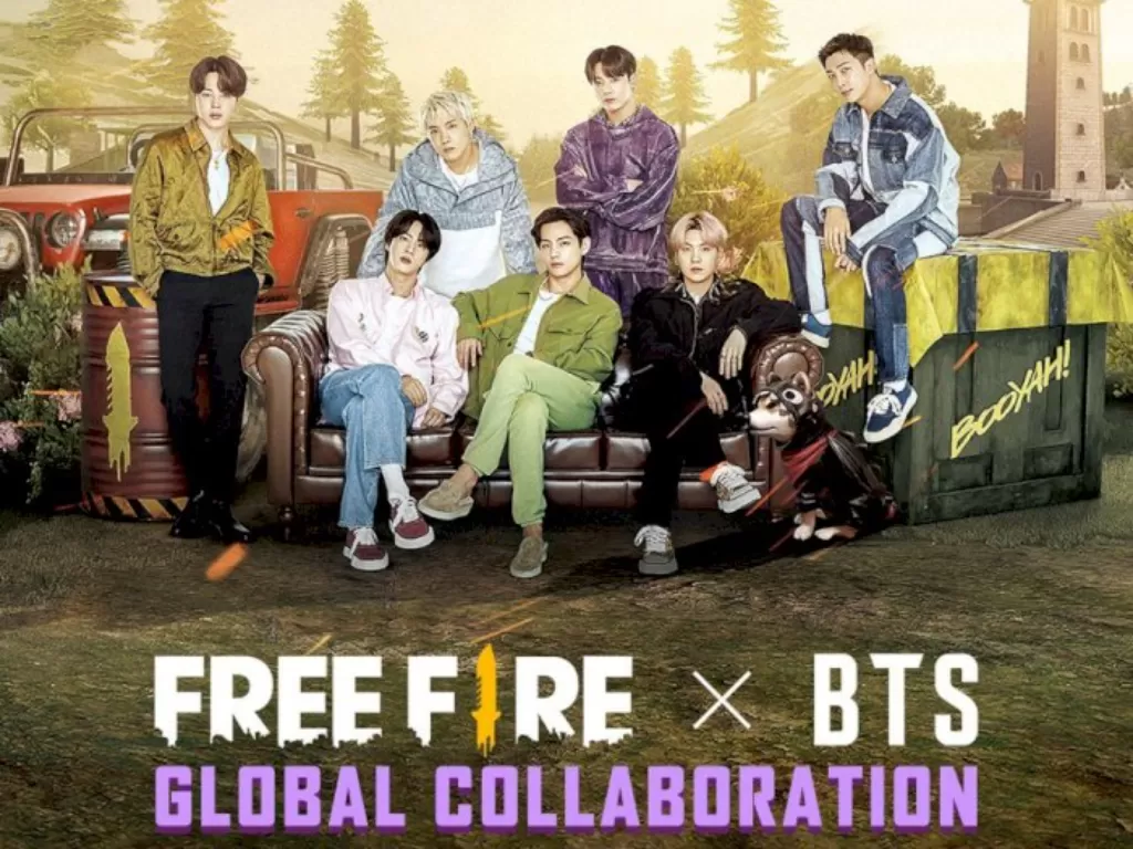 Kolaborasi Free Fire dengan BTS. (Instagram/@freefirebgid)