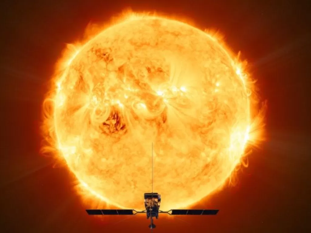 Foto matahari dari jarak terdekat yang diabadikan oleh Solar Orbiter ESA (European Space Agency) dan NASA (The National Aeronautics and Space Administration). (Dok.ESA)