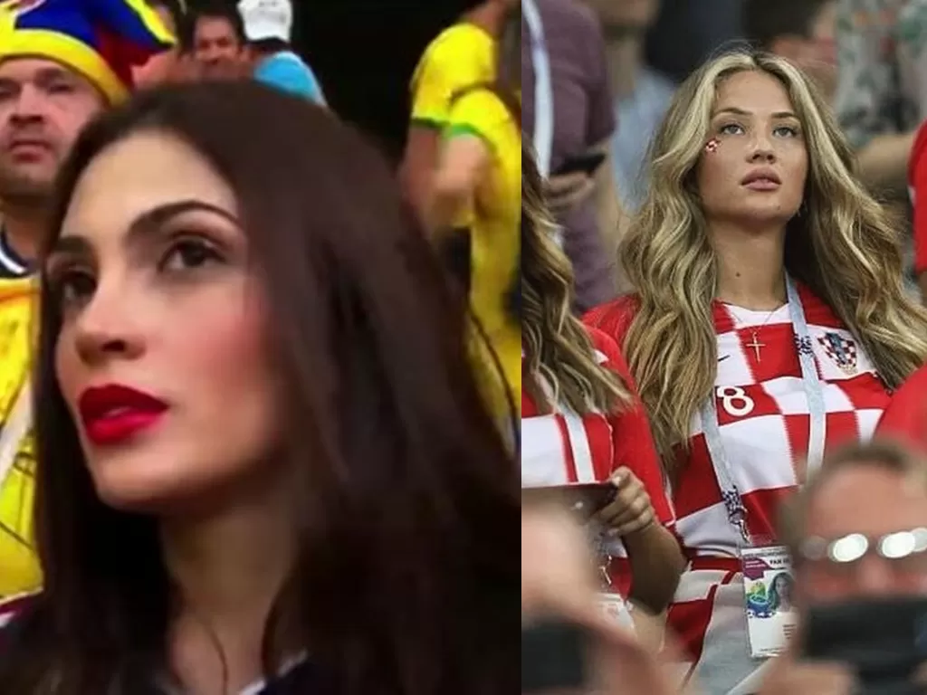 Natalia Betancourt pendukung cantik timnas Kolombia di Piala Dunia 2014 (kiri), Izabel Kovacic, pendukung cantik timnas Kroasia di Piala Dunia 2018 (kanan). (Instagram/@nataliabetancourthoyos/@izakova)