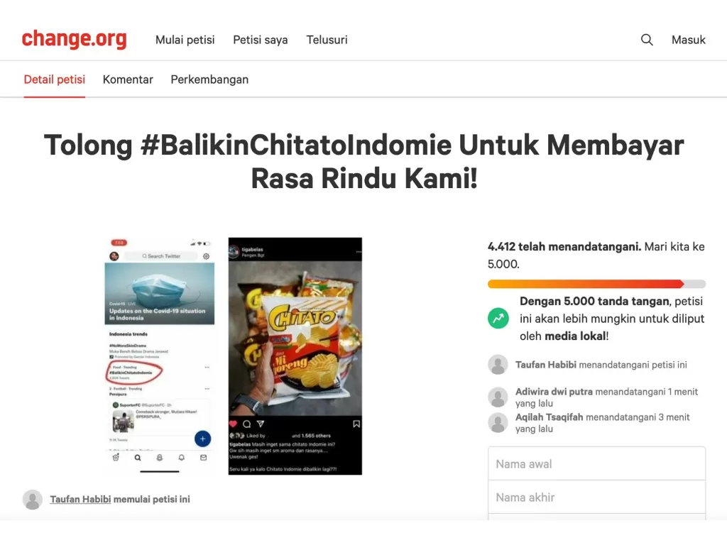 Petisi dari netizen (photo/change.org).