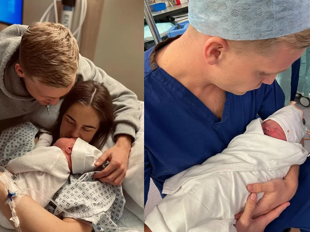 Donny van de Beek dan kekasih sambut kelahiran anak pertama. (Instagram/@donnyvdbeek)