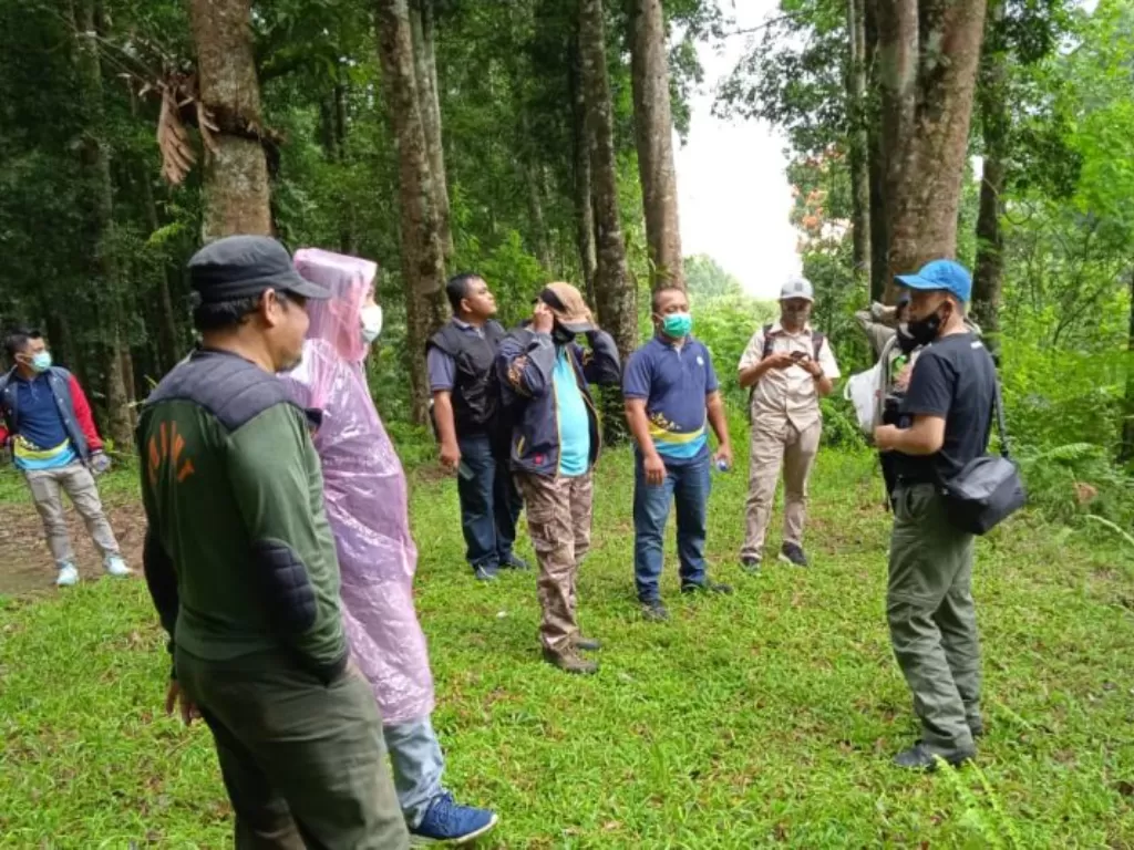 Kolaborasi lintas sektor dalam aktivitas monitoring kawasan Taman Nasional Gunung Halimun Salak (TNGHS). (ANTARA/HO-Danone Indonesia)