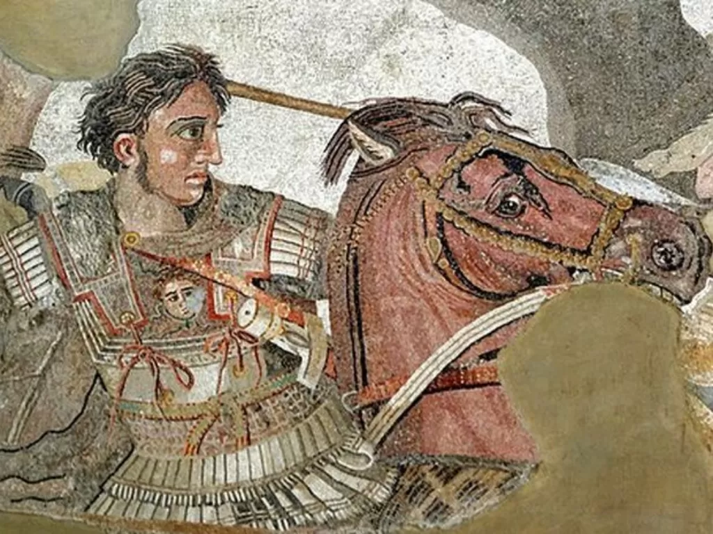 Ilustrasi Alexander Agung dengan kudanya Bucephalus. (nationalgeographic)