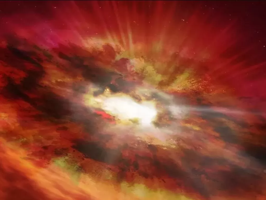 Ilustrasi Quasar merah (ESA/Hubble, N. Bartmann)