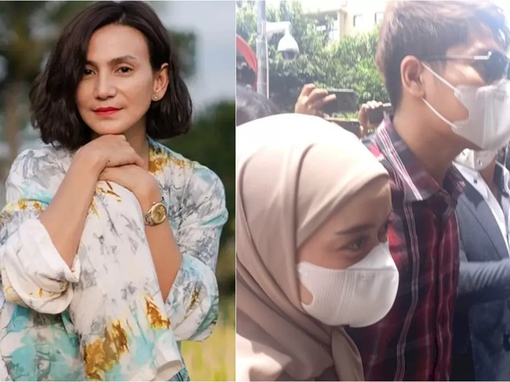 Kiri: Wanda Hamidah (Instagram/@wanda_hamidah) / Kanan: Rizky Billiar dan Lesti Kejora di Bareskrim Polri, Jakarta (INDOZONE/Samsudhuha Wildansyah).