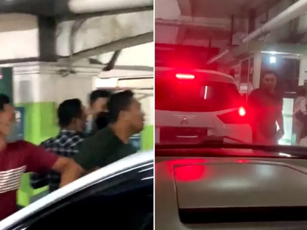 Tangkapan layar pengemudi mobil yang mengamuk dan marah-marah ke petugas parkir  Jogja City Mall, Yogyakarta. (Twitter/@nengutets)