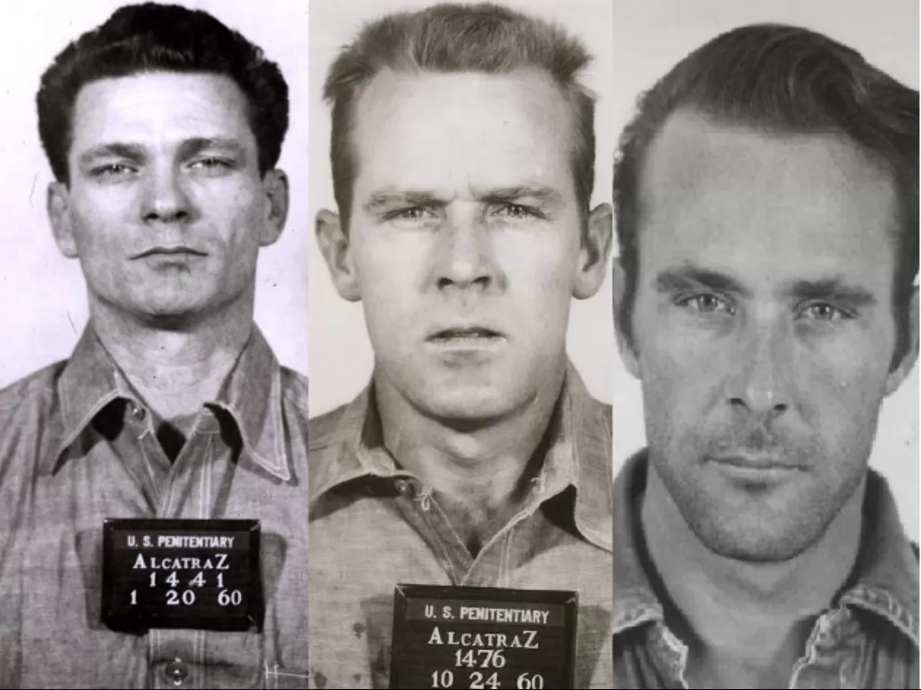 Frank Morris, John Anglin dan Clarence Anglin, napi yang kabur dari Alcatraz. (Wikipedia).