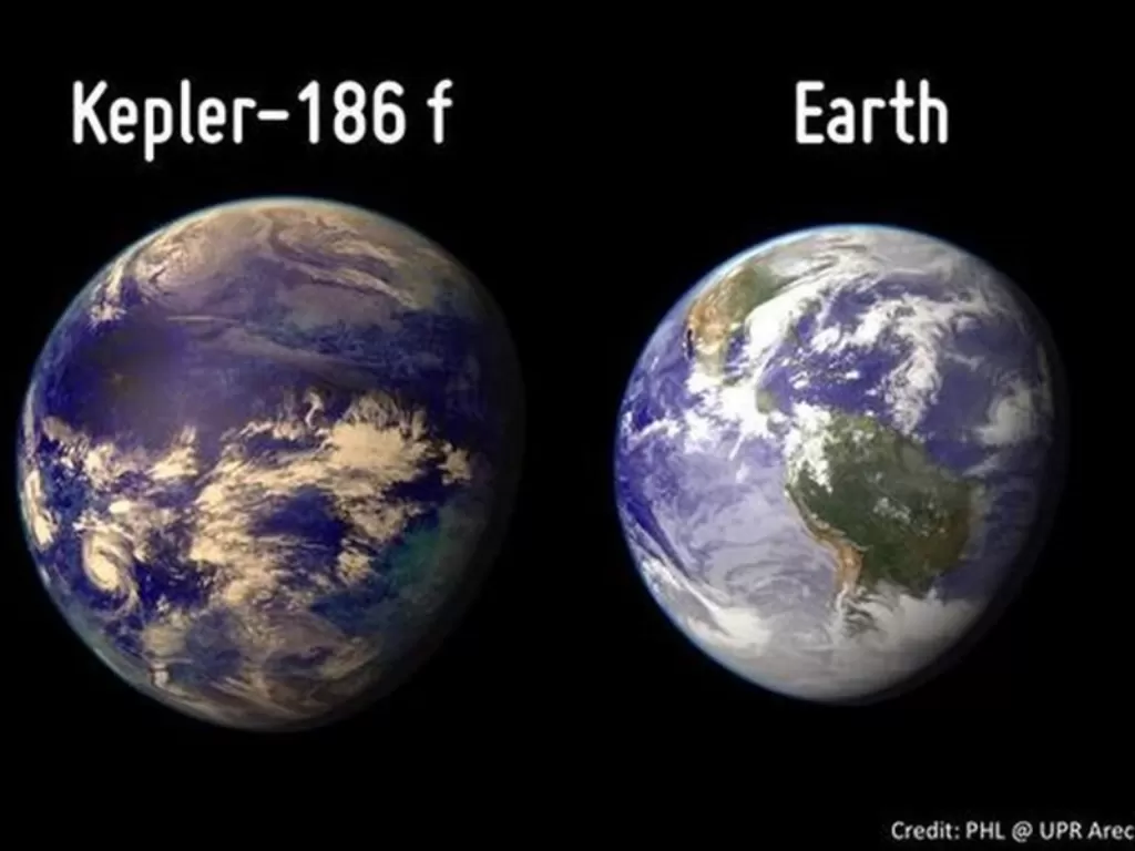 Perbandingan Planet Kepler-186F dan Bumi. (Nationalgeographic)