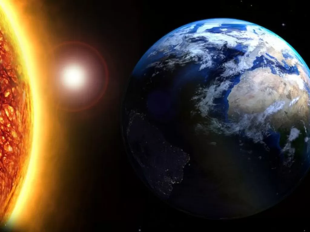 Ilustrasi jarak Bumi dan Matahari. (Pixabay)