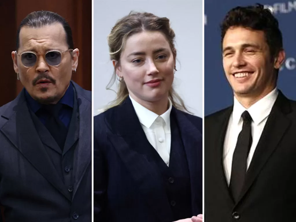 Kiri-kanan: Johnny Depp, Amber Heard, James Franco. (Jim Lo Scalzo/Pool via REUTERS)