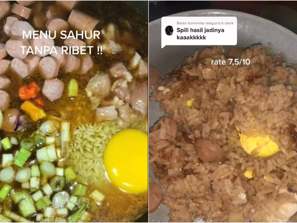 Nasi goreng rice cooker viral. (TikTok/@ayyasnh)