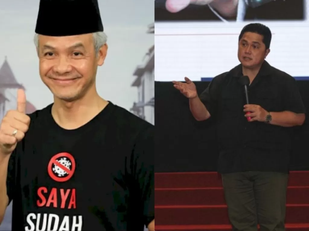 Gubernur Jateng Ganjar Pranowo (kiri) dan Menteri BUMN Erick Thohir (kanan). (Instagram/ANTARA FOTO)
