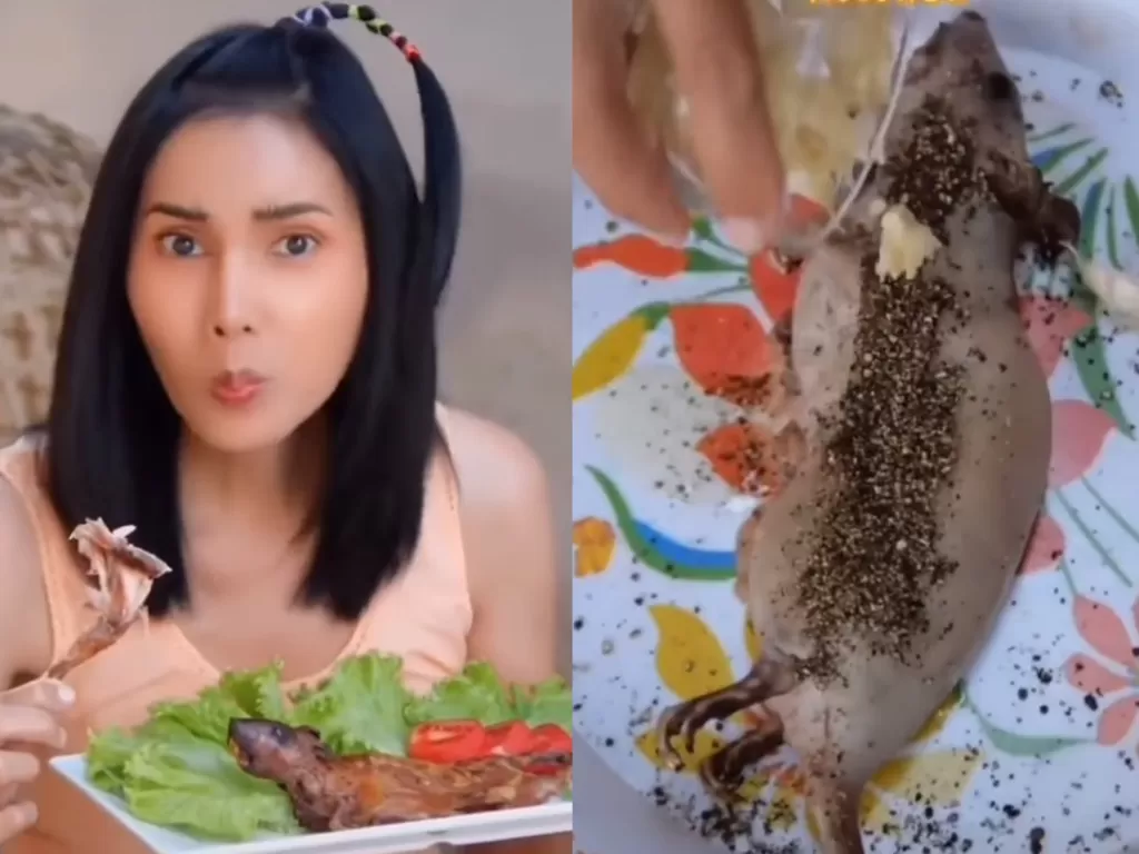 Viral wanita makan tikus panggang. (Instagram/@sedulur_solo)