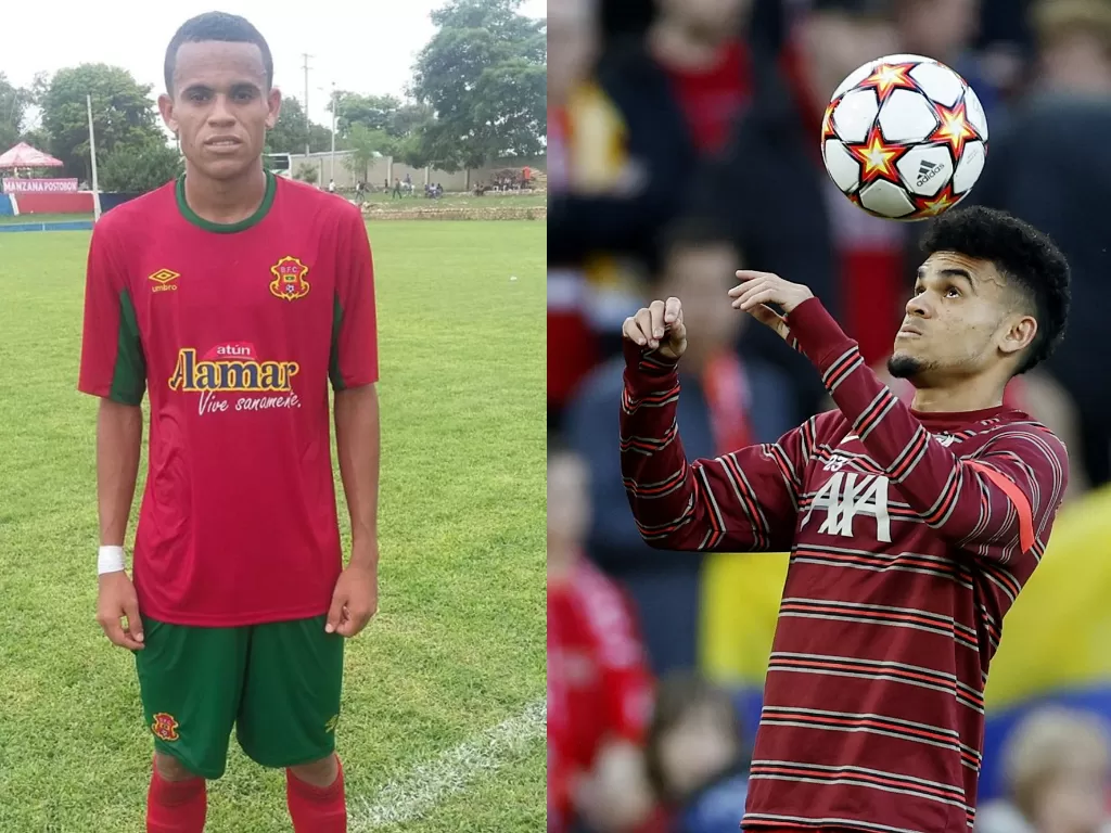 Luis Diaz remaja (kiri), Luis Diaz berkostum Liveprool (kanan). (skysports/REUTERS/Jason Cairnduff)